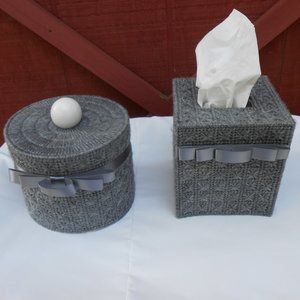 Tissue box and Toilet Tissue Cover Set Gray NEW